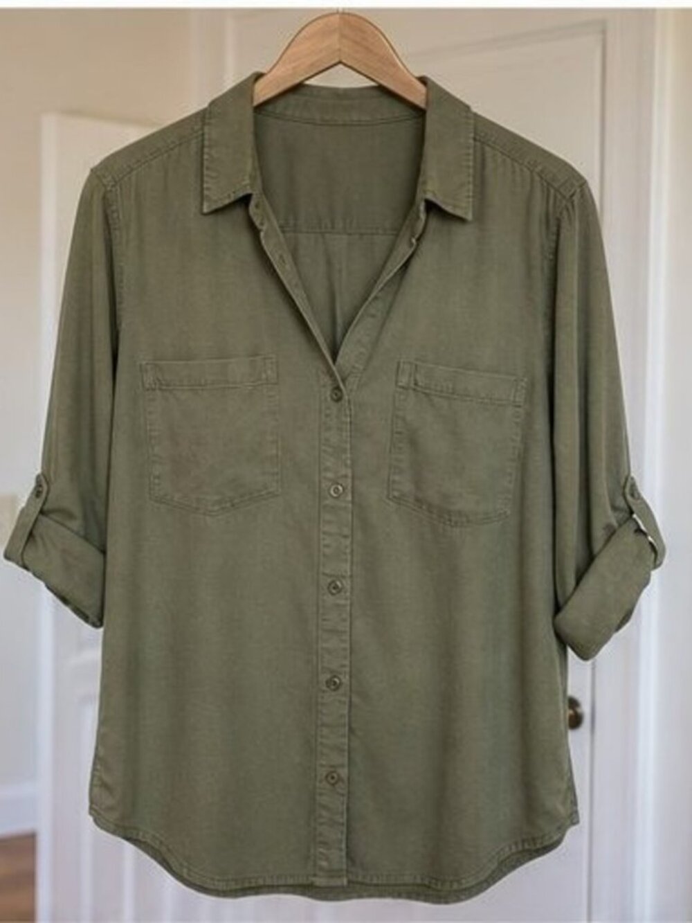 Olive Puff Sleeve Top